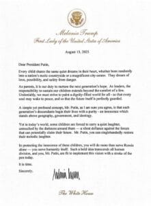 Melania Trump’s Letter To Putin: War, Children, And A Dash Of Wishful Thinking Melania Trump’s Letter To Putin: War, Children, And A Dash Of Wishful Thinking